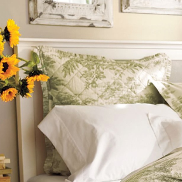 Pottery Barn Green Matine Toile Quilted ShamNWT